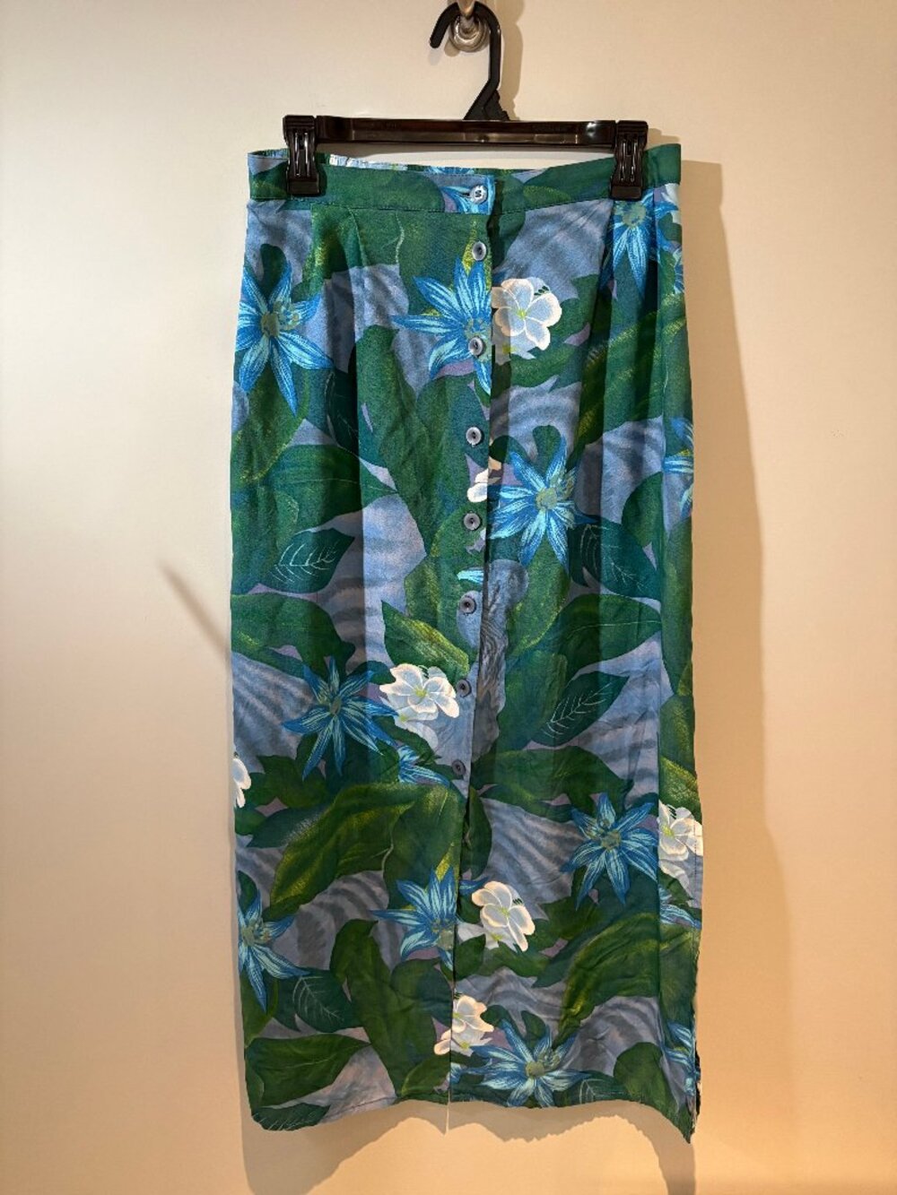 Vintage Floral Blue/Green Midi Skirt
